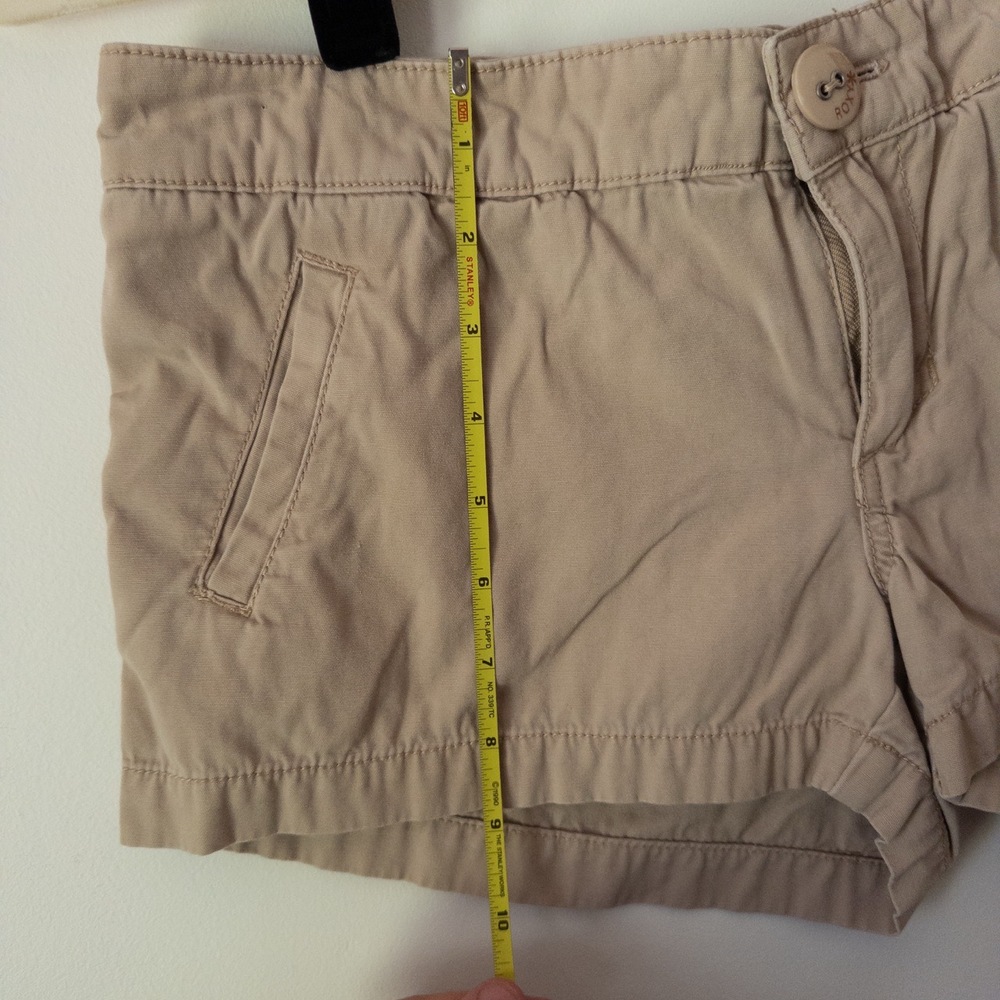Y2K Low Rise Micro Short Roxy Tan Womens S Khaki Surf Skate 2.5” Inseam Beach - Picture 7 of 9